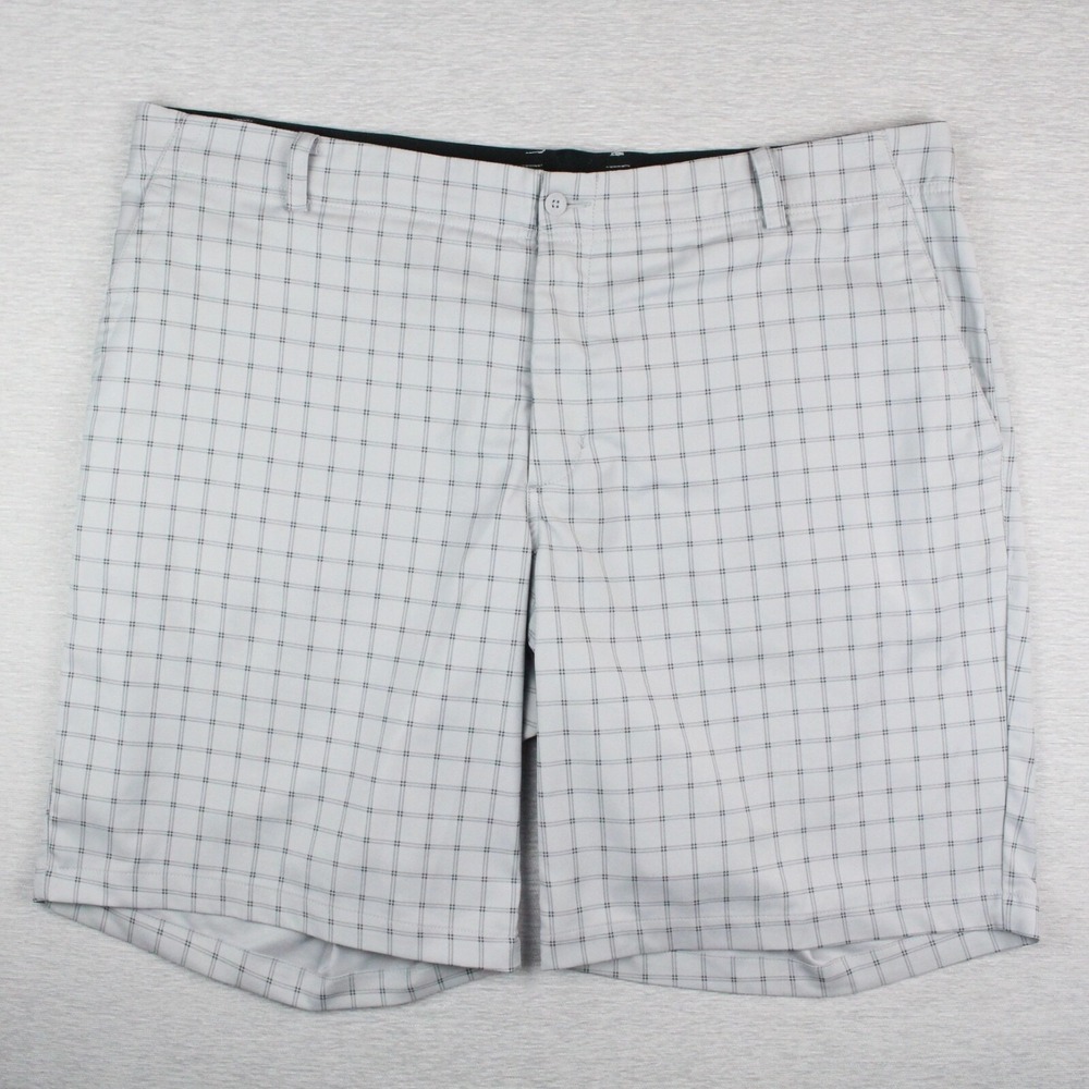 Nike Dri Fit Golf Shorts Mens Size 42 Gray Plaid 10" Inseam Polyester DA2889